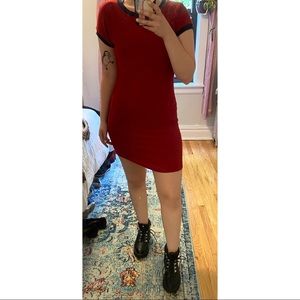 Red w/ Navy Trim T-Shirt Dress